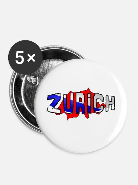 Zürich - Buttons klein 25 mm (5er Pack) - Weiß