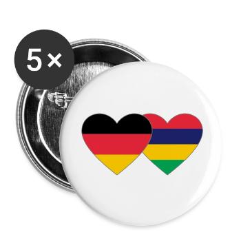 Germany Mauritius Flag Heart - Buttons small 1''/25 mm (5-pack) - white - Front