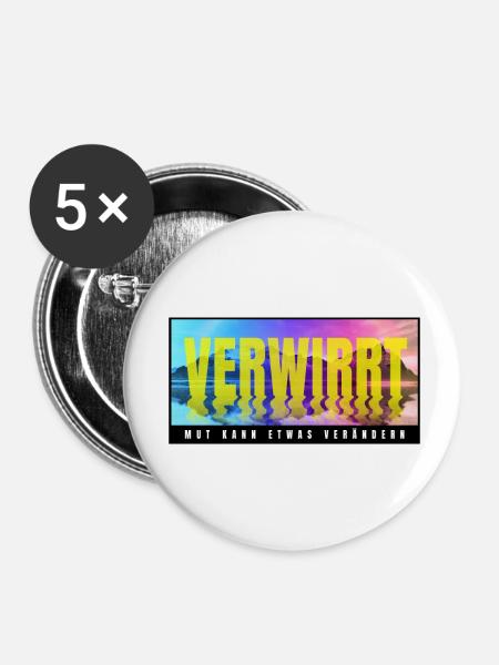 verwirrt - Buttons klein 25 mm (5er Pack) - Weiß