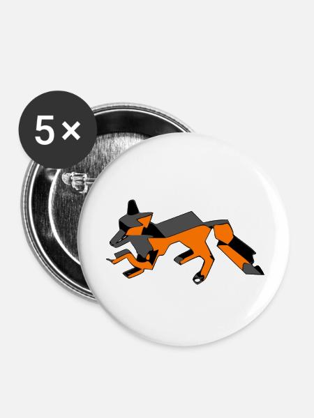 Der isometrische Fuchs - Buttons klein 25 mm (5er Pack) - Weiß