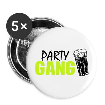 Party Gang - Buttons klein 25 mm (5er Pack) - Weiß - Vorne