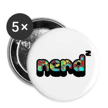 Nerd - Lot de 5 petits badges (25 mm) - blanc - Devant