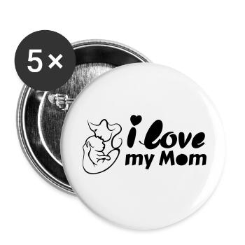 Ich liebe meine Mutter V02 - Buttons klein 25 mm (5er Pack) - Weiß - Vorne