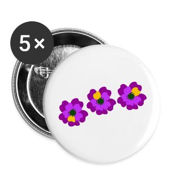 Flower power purple pink - Buttons small 1''/25 mm (5-pack) - white - Front