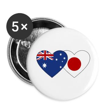 Australia Japan Flag Heart - Buttons small 1''/25 mm (5-pack) - white - Front