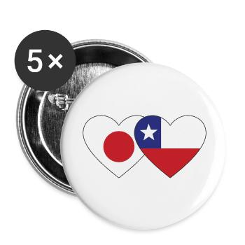 Japan Chile Flag Heart - Buttons small 1''/25 mm (5-pack) - white - Front