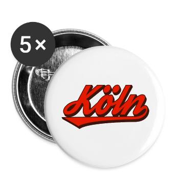 Köln Retro Script Logo Rot - Buttons klein 25 mm (5er Pack) - Weiß - Vorne