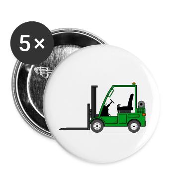 Chariot élévateur Vert - Lot de 5 petits badges (25 mm) - blanc - Devant