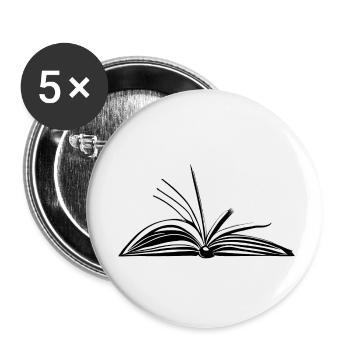 Book Reading Books Reader Book Lovers Gift - Buttons small 1''/25 mm (5-pack) - white - Front