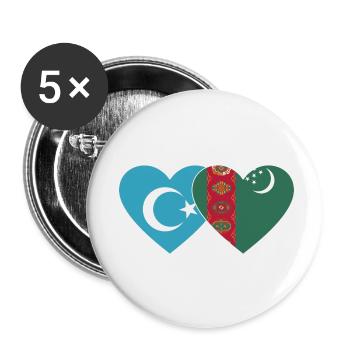 Uiguren Turkmenistan Flagge Herz - Buttons klein 25 mm (5er Pack) - Weiß - Vorne