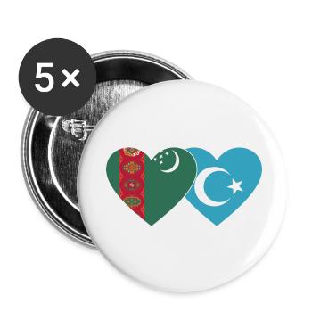 Turkmenistan Uiguren Flagge Herz - Buttons klein 25 mm (5er Pack) - Weiß - Vorne