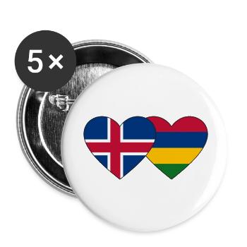 Iceland Mauritius Flag Heart - Buttons small 1''/25 mm (5-pack) - white - Front
