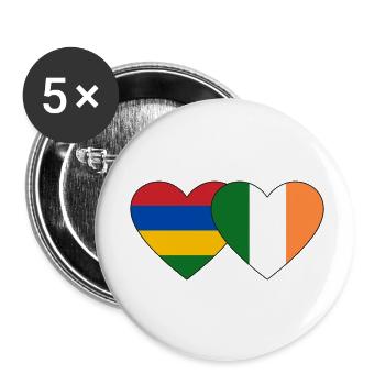 Mauritius Ireland Flag Heart - Buttons small 1''/25 mm (5-pack) - white - Front