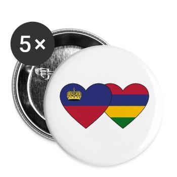 Liechtenstein Mauritius Flag Heart - Buttons small 1''/25 mm (5-pack) - white - Front