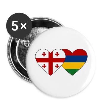 Georgia Mauritius Flag Heart - Buttons small 1''/25 mm (5-pack) - white - Front