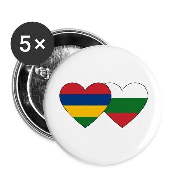 Mauritius Bulgaria Flag Heart - Buttons small 1''/25 mm (5-pack) - white - Front