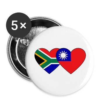 South Africa Taiwan Flag Heart - Buttons small 1''/25 mm (5-pack) - white - Front