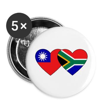 Taiwan South Africa Flag Heart - Buttons small 1''/25 mm (5-pack) - white - Front