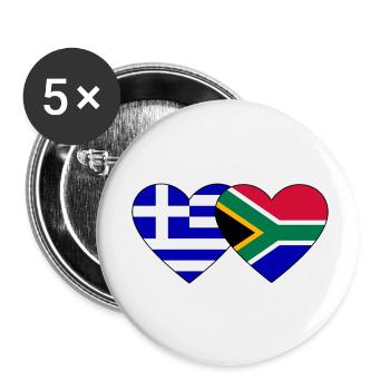 Greece South Africa Flag Heart - Buttons small 1''/25 mm (5-pack) - white - Front