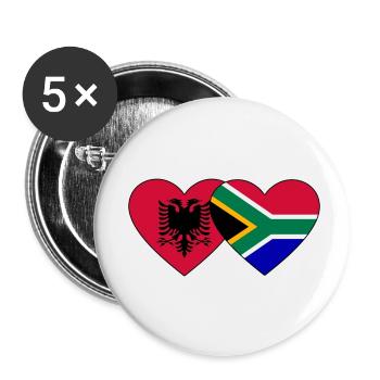 Albania South Africa Flag Heart - Buttons small 1''/25 mm (5-pack) - white - Front