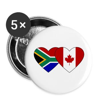 South Africa Canada Flag Heart - Buttons small 1''/25 mm (5-pack) - white - Front