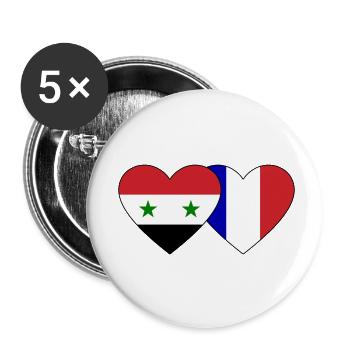 Syrie France Flag Coeur - Lot de 5 petits badges (25 mm) - blanc - Devant