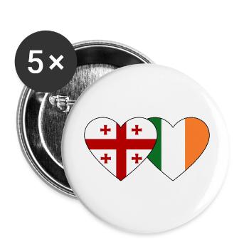 Géorgie Irlande Flag Heart - Lot de 5 petits badges (25 mm) - blanc - Devant
