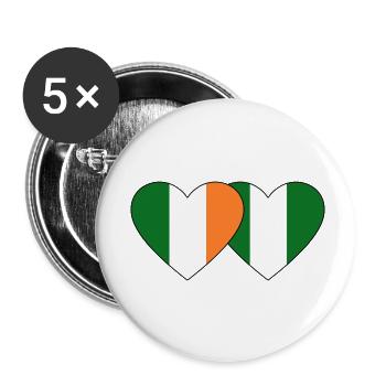Ireland Nigeria Flag Heart - Buttons small 1''/25 mm (5-pack) - white - Front