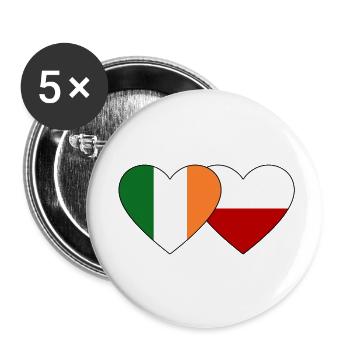Drapeau de l’Irlande Pologne Coeur - Lot de 5 petits badges (25 mm) - blanc - Devant