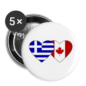 Greece Canada Flag Heart - Buttons small 1''/25 mm (5-pack) - white - Front