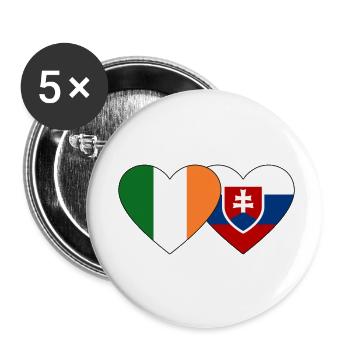 Irland Slowakei Flagge Herz - Buttons klein 25 mm (5er Pack) - Weiß - Vorne