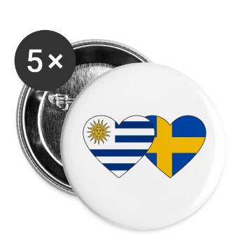 Uruguay Schweden Herz Flagge - Buttons klein 25 mm (5er Pack) - Weiß - Vorne