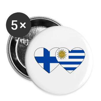 Finnland Uruguay Herz Flagge - Buttons klein 25 mm (5er Pack) - Weiß - Vorne