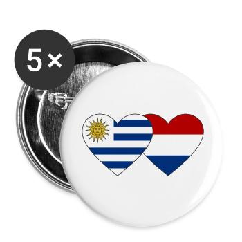 Uruguay Holland Herz Flagge - Buttons klein 25 mm (5er Pack) - Weiß - Vorne