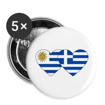 Uruguay Griechenland Herz Flagge - Buttons klein 25 mm (5er Pack) - Weiß - Vorne