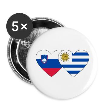 Slowenien Uruguay Herz Flagge - Buttons klein 25 mm (5er Pack) - Weiß - Vorne