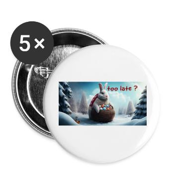 Osterhase zu spät? - Buttons klein 25 mm (5er Pack) - Weiß - Vorne