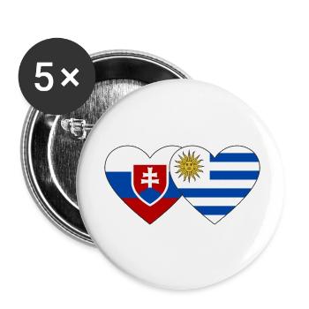 Slowakei Uruguay Herz Flagge - Buttons klein 25 mm (5er Pack) - Weiß - Vorne