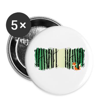 Wald shinrin yoku Waldmeditation "fuchs Waldbaden" - Buttons klein 25 mm (5er Pack) - Weiß - Vorne