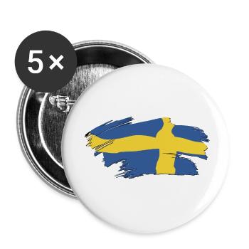 schwediche Fahne Pinselstriche - Buttons klein 25 mm (5er Pack) - Weiß - Vorne
