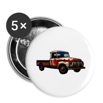 Camionnette rouillée - Lot de 5 petits badges (25 mm) - blanc - Devant