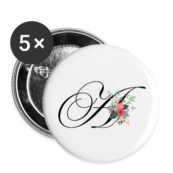 Brief an Blumen - Buttons klein 25 mm (5er Pack) - Weiß - Vorne