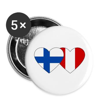 Finland Peru Heart Flag - Buttons small 1''/25 mm (5-pack) - white - Front