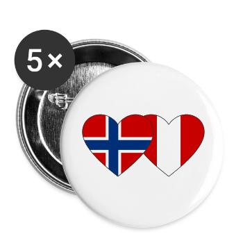 Norway Peru Heart Flag - Buttons small 1''/25 mm (5-pack) - white - Front