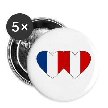 France Peru Heart Flag - Buttons small 1''/25 mm (5-pack) - white - Front