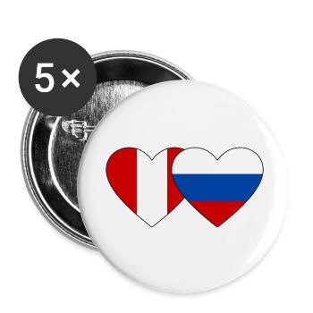 Peru Russia Heart Flag - Buttons small 1''/25 mm (5-pack) - white - Front