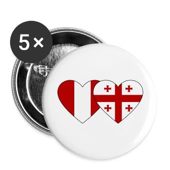 Pérou Géorgie Drapeau du cœur - Lot de 5 petits badges (25 mm) - blanc - Devant