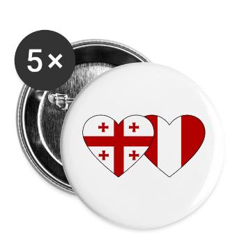 Georgia Peru Heart Flag - Buttons small 1''/25 mm (5-pack) - white - Front