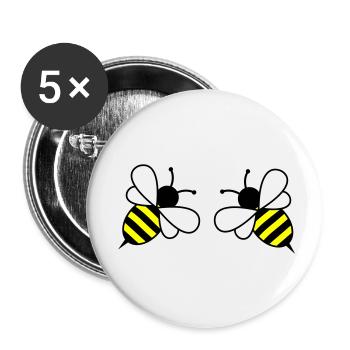 Abeilles - Lot de 5 petits badges (25 mm) - blanc - Devant