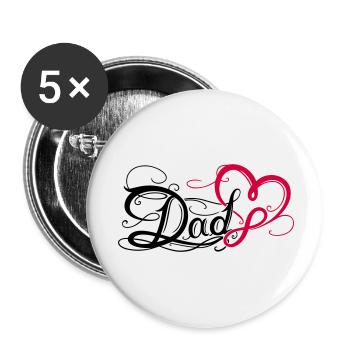 Papa Papa Fête des Pères Tatouage - Lot de 5 petits badges (25 mm) - blanc - Devant
